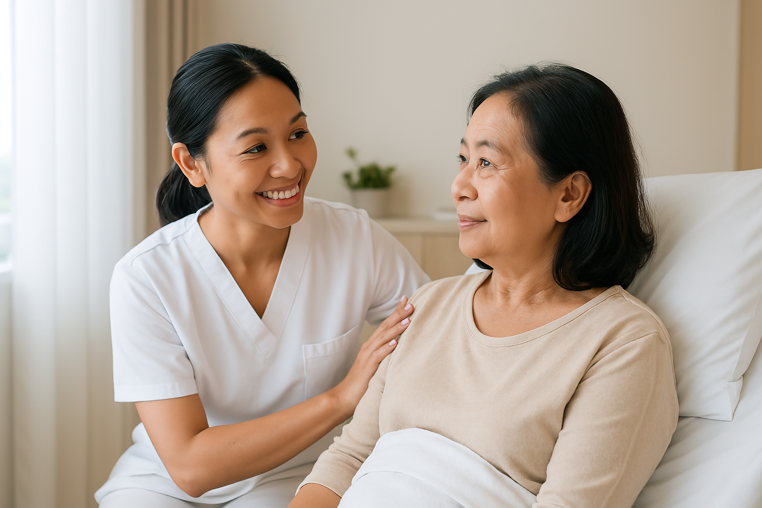 Gambar seorang fisioterapi dengan seorang ibu