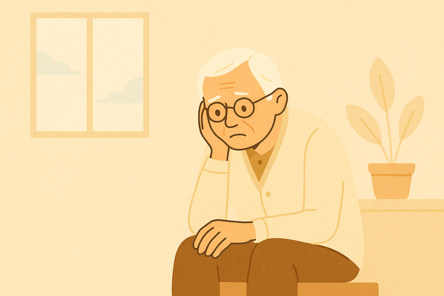 Gambar seorang nenek sedang melamun
