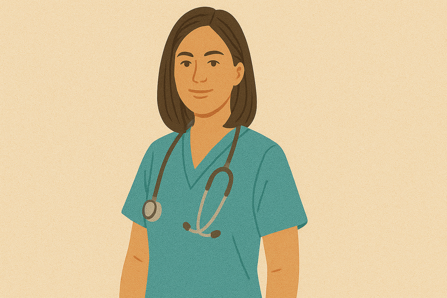 Visual animasi seorang fisioterapis sedang bersiap melakukan sesi terapi