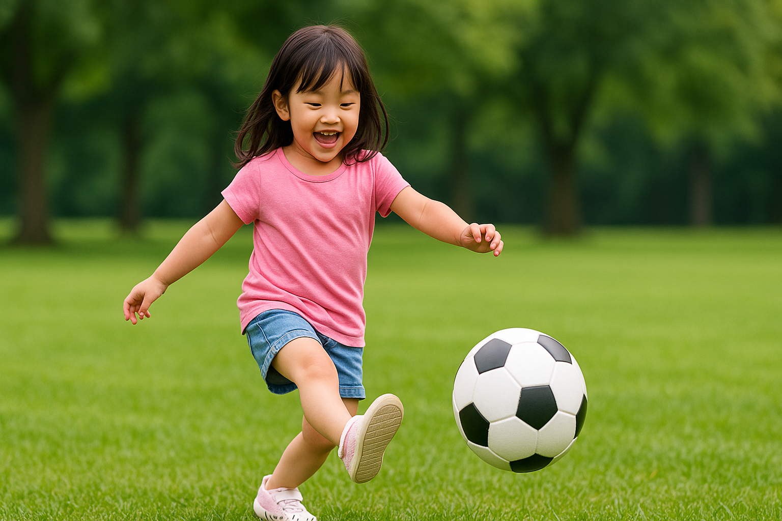 Gambar anak kecil sedang bermain bola