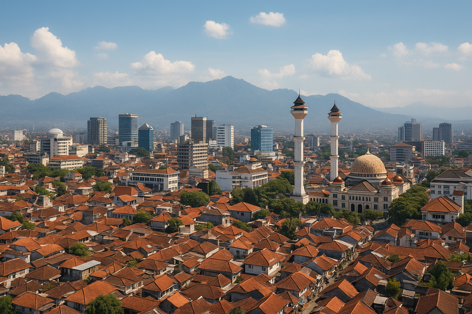 Animasi kota Bandung yang menampilkan wilayah geografis dan keunikan kotanya